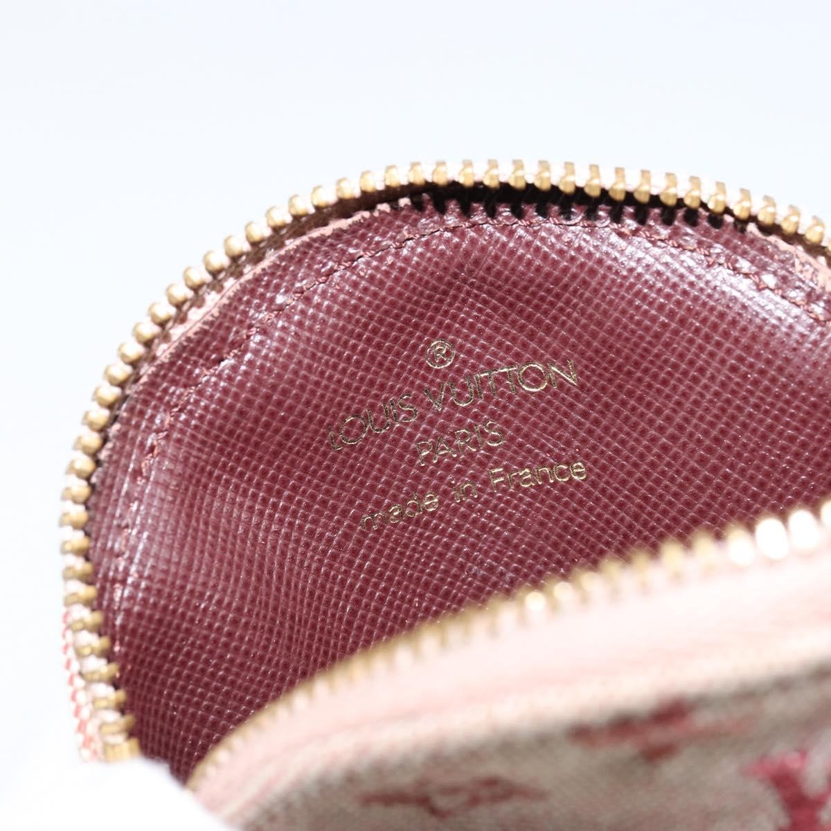 Louis Vuitton Round Coin Purse Mini Lin, RED, CANVAS, Wallets