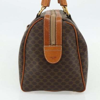 Celine Vintage Macadam Boston bag Canvas and Leather, Brown, Canvas, Travel Bag