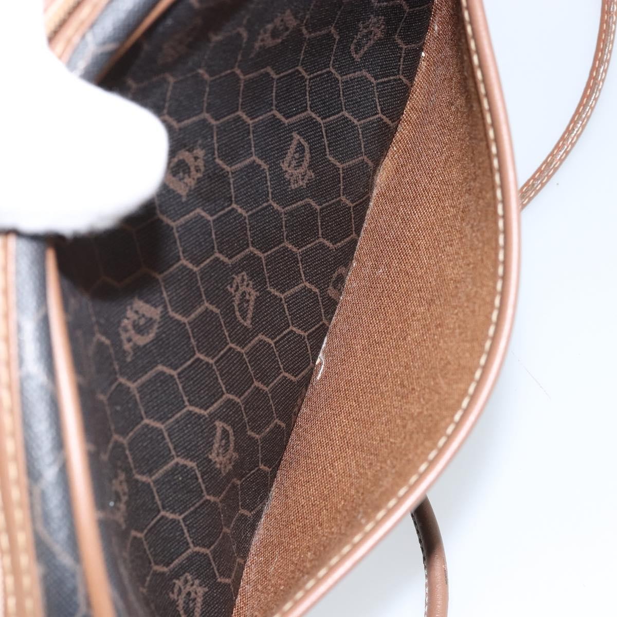 Christian Dior Vintage Honeycomb Shoulder Bag Canvas and Leather, BLACK, CANVAS, Shoulder bag