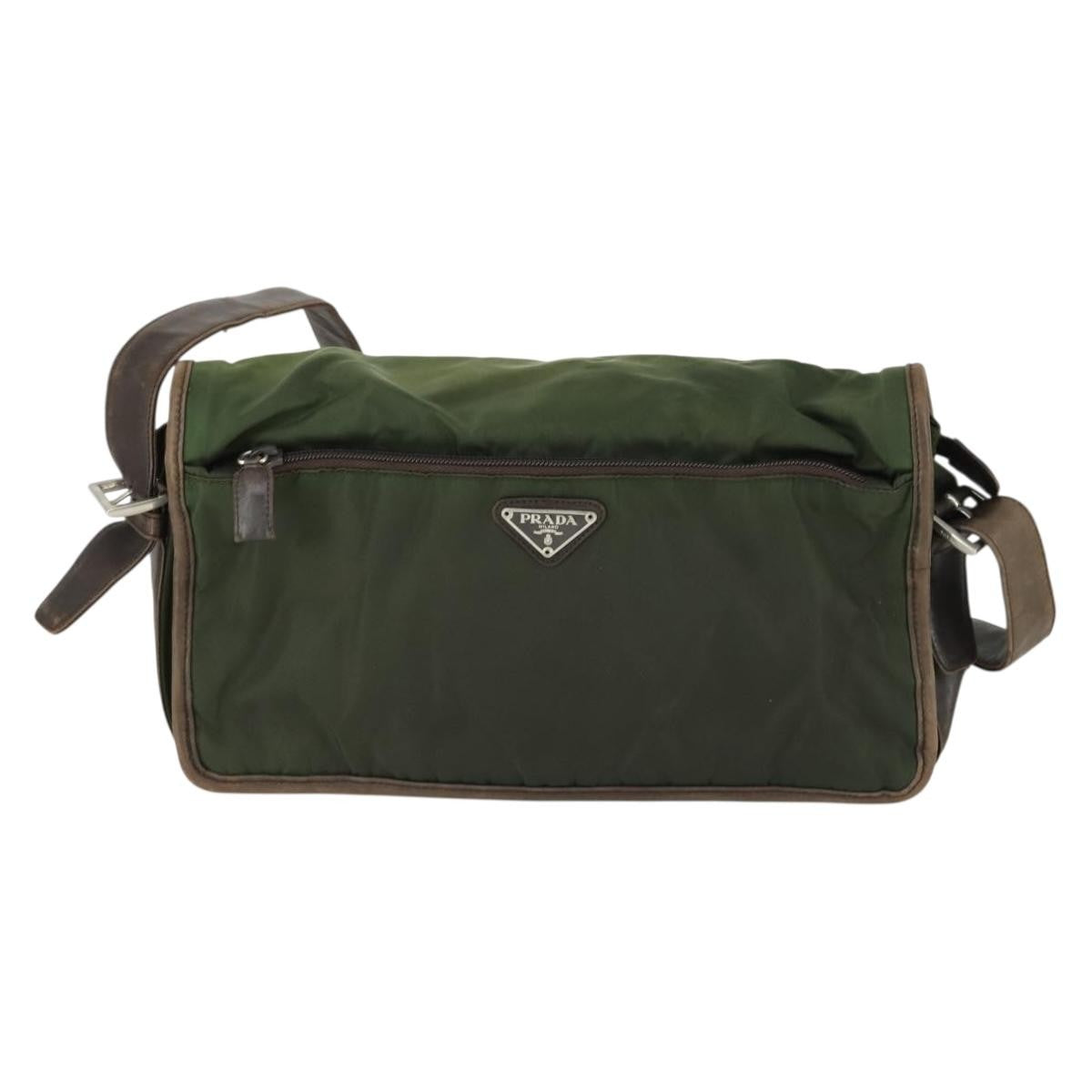 Prada Vintage Shoulder Bag Nylon and Leather, GREEN, NYLON, Shoulder bag
