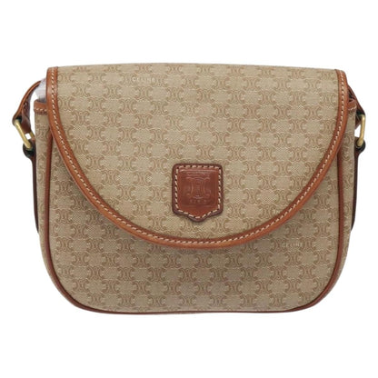 Celine Vintage Macadam Shoulder Bag Canvas, BEIGE, PVC, Shoulder bag
