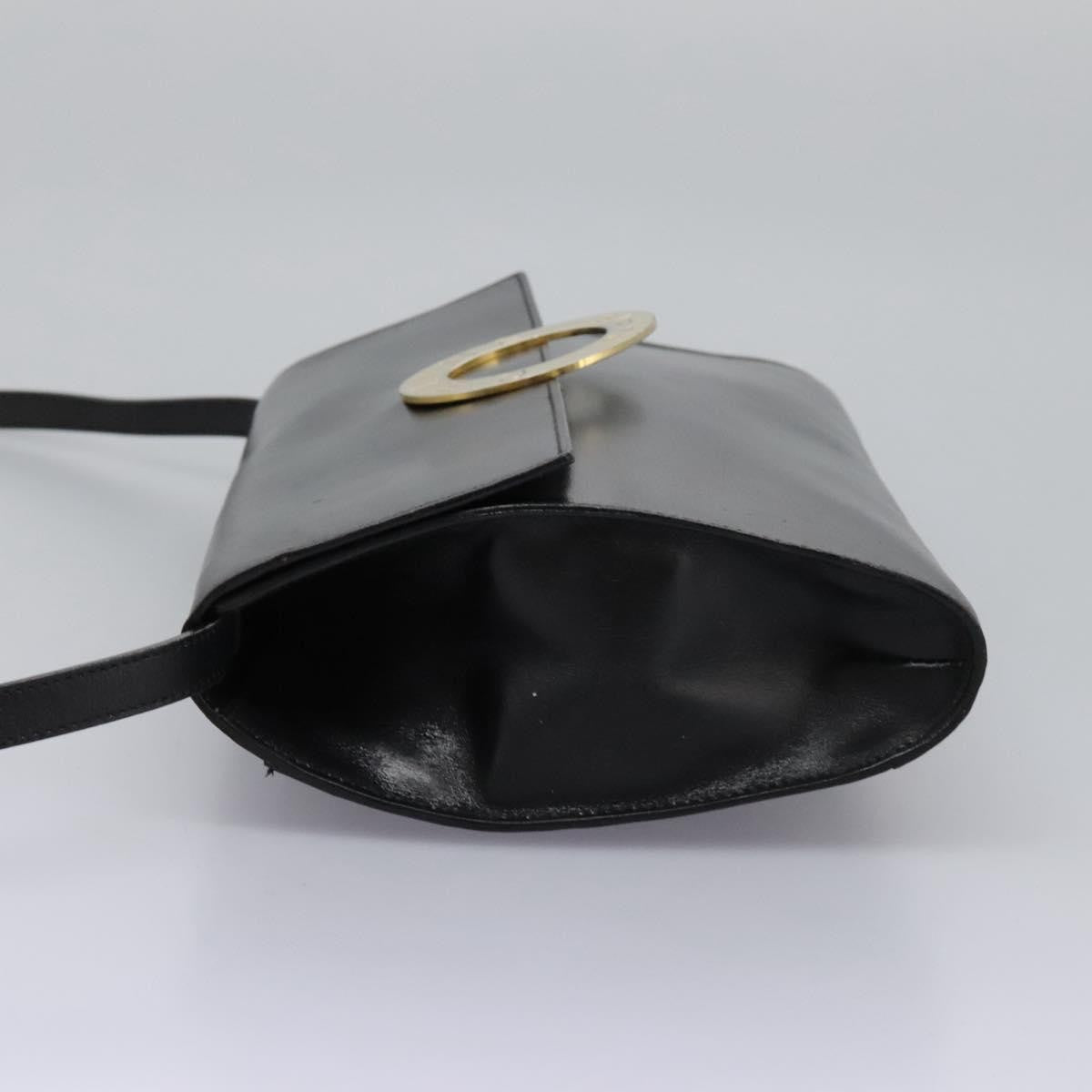 Celine Vintage Circle Logo Crossbody Bag Leather, BLACK, LEATHER, Crossbody bag