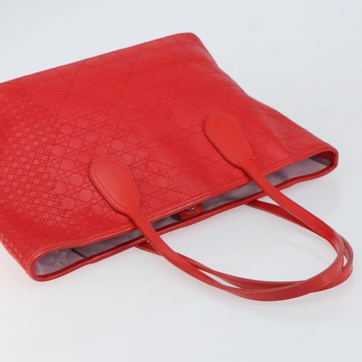 Christian Dior Panarea Tote Printed Cannage Quilt Canvas, RED, CANVAS, Tote bag