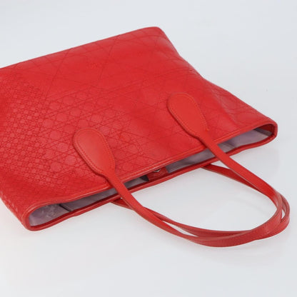 Christian Dior Panarea Tote Printed Cannage Quilt Canvas, RED, CANVAS, Tote bag