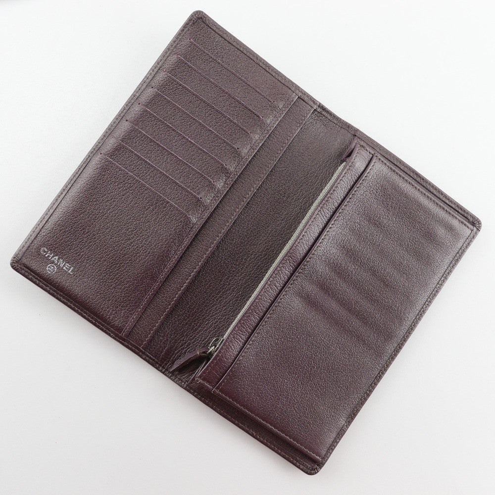 Chanel Camellia Bifold Card Case Leather, PURPLE, LEATHER, Wallets