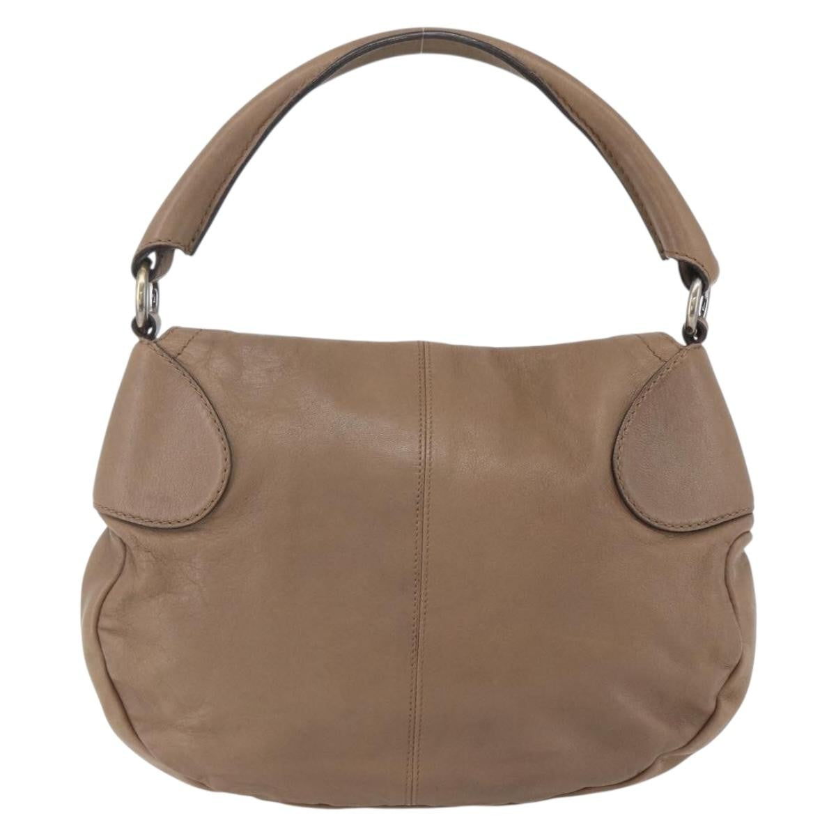 Salvatore Ferragamo Gancini Shoulder Bag Leather, BEIGE, LEATHER, Shoulder bag