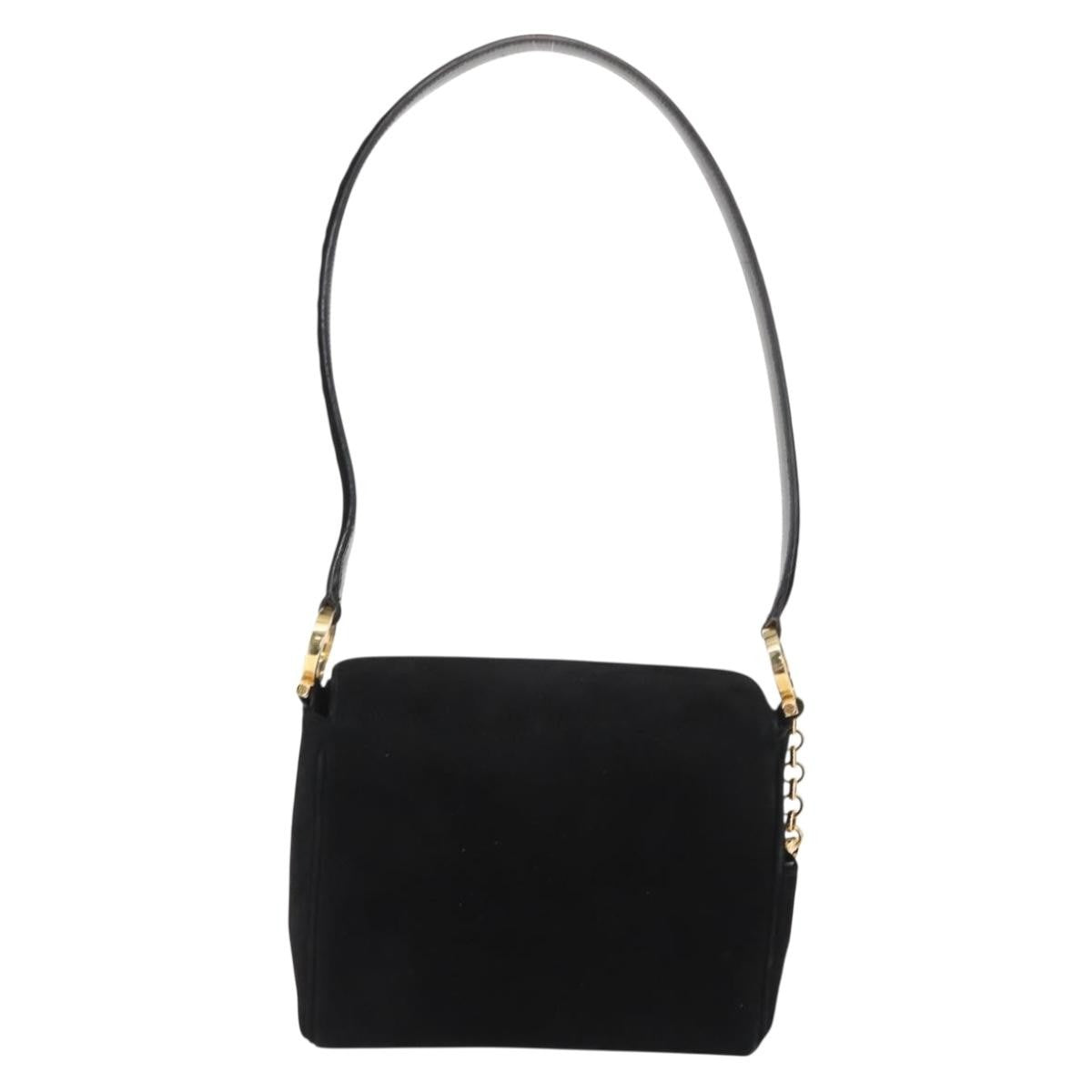 Salvatore Ferragamo Gancini Shoulder Bag Suede, BLACK, SUEDE, Shoulder bag