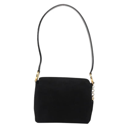 Salvatore Ferragamo Gancini Shoulder Bag Suede, BLACK, SUEDE, Shoulder bag