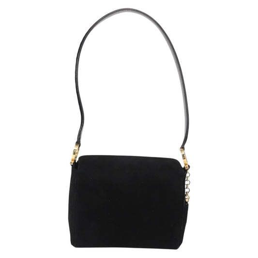 Salvatore Ferragamo Gancini Shoulder Bag Suede, BLACK, SUEDE, Shoulder bag