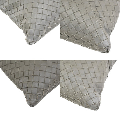 Bottega Veneta Flat Messenger Bag Intrecciato Nappa, GRAY, LEATHER, Shoulder bag
