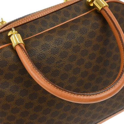 Celine Vintage Macadam Handbag Canvas and Leather, BROWN, CANVAS, Handbag