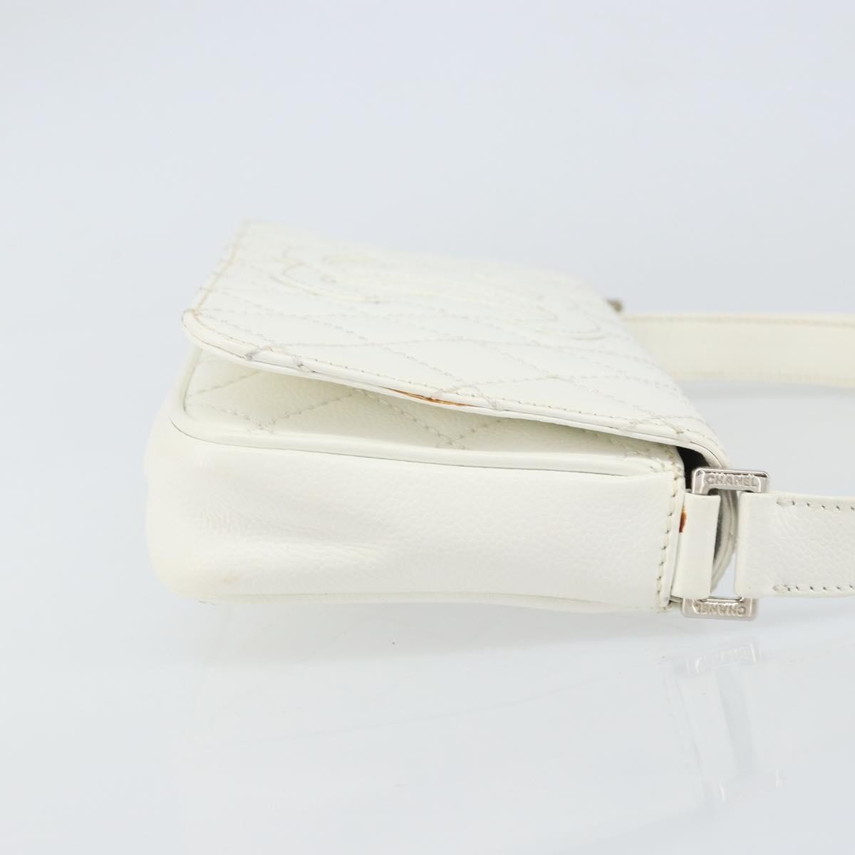 Chanel Vintage Timeless CC Adjustable Shoulder Bag Quilted Calfskin, White, Leather, Shoulder Bag