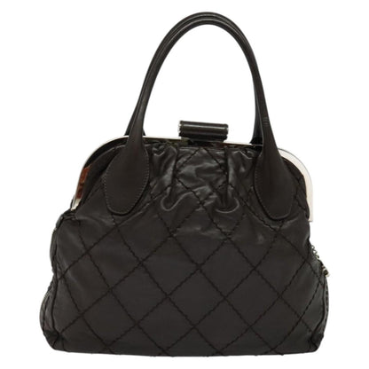 Chanel Expandable Zip Around Frame Bag Quilted Leather, BROWN, LEATHER, Handbag