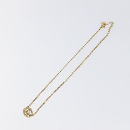 Christian Dior Vintage Logo Round Pendant Necklace Metal, GOLD, METAL, Necklace