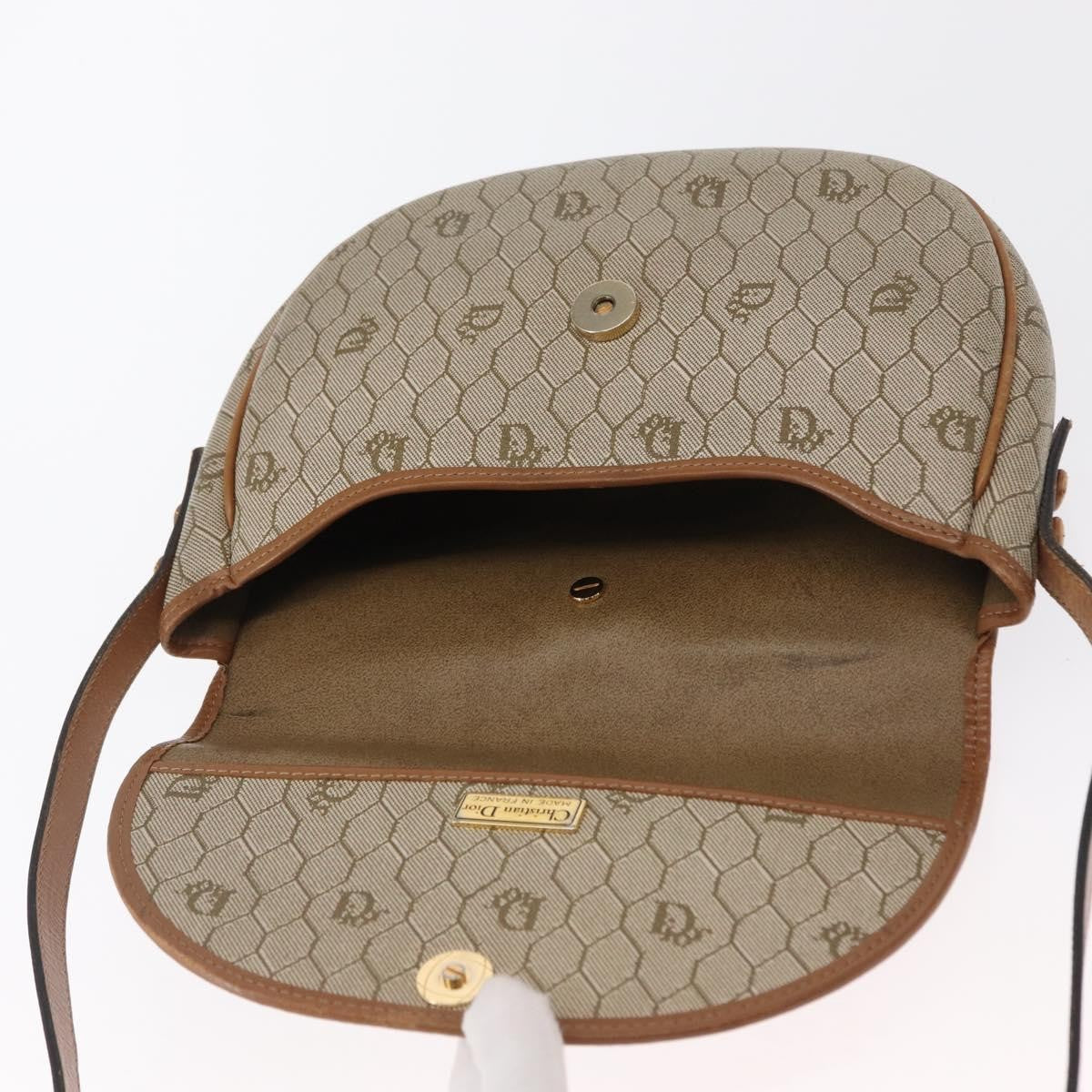 Christian Dior Vintage Honeycomb Shoulder Bag Canvas and Leather, BEIGE, CANVAS, Shoulder bag