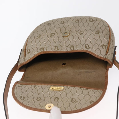 Christian Dior Vintage Honeycomb Shoulder Bag Canvas and Leather, BEIGE, CANVAS, Shoulder bag