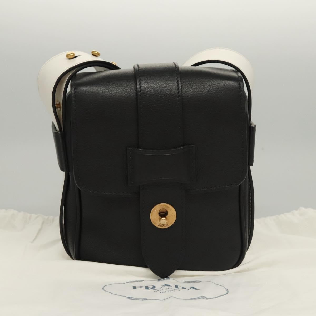 Prada Turnlock Flap Crossbody Bag Leather, BLACK, LEATHER, Shoulder bag