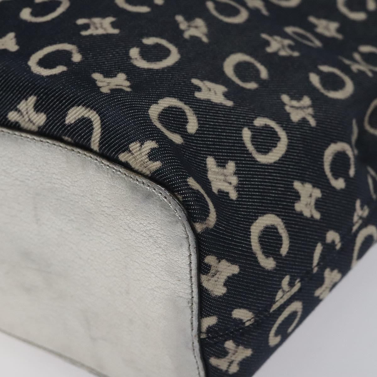 Celine C Sulky Shoulder bag Canvas and Leather, NAVY, CANVAS, Shoulder bag