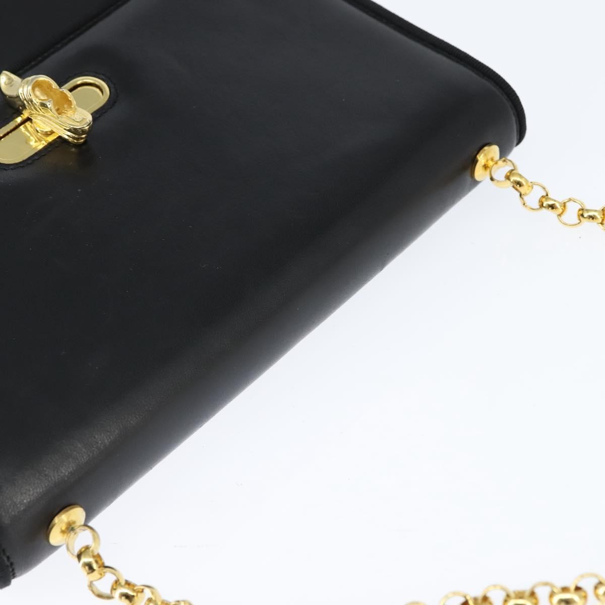 Salvatore Ferragamo Chain Flap Shoulder Bag Leather, BLACK, LEATHER, Shoulder bag