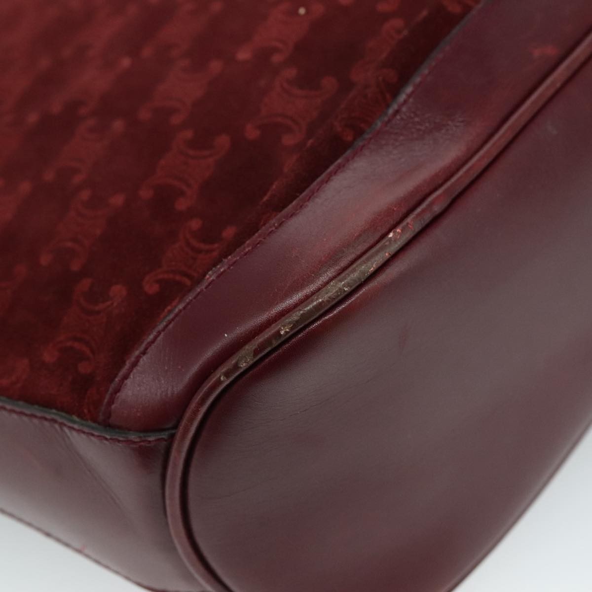 Celine Vintage Macadam Shoulder Bag Suede, RED, SUEDE, Shoulder bag