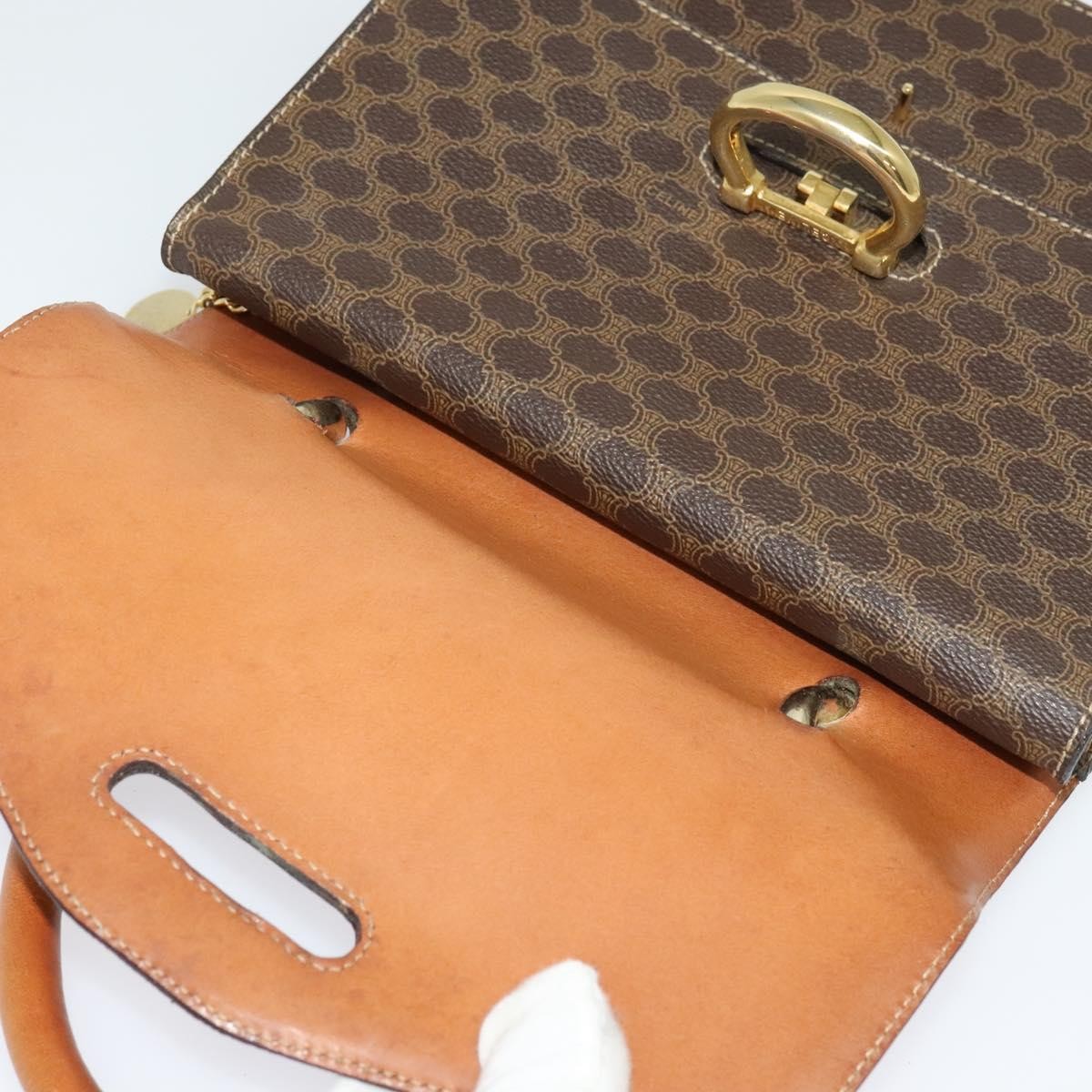 Celine Macadam Handbag Macadam with leather, BROWN, CANVAS, Handbag