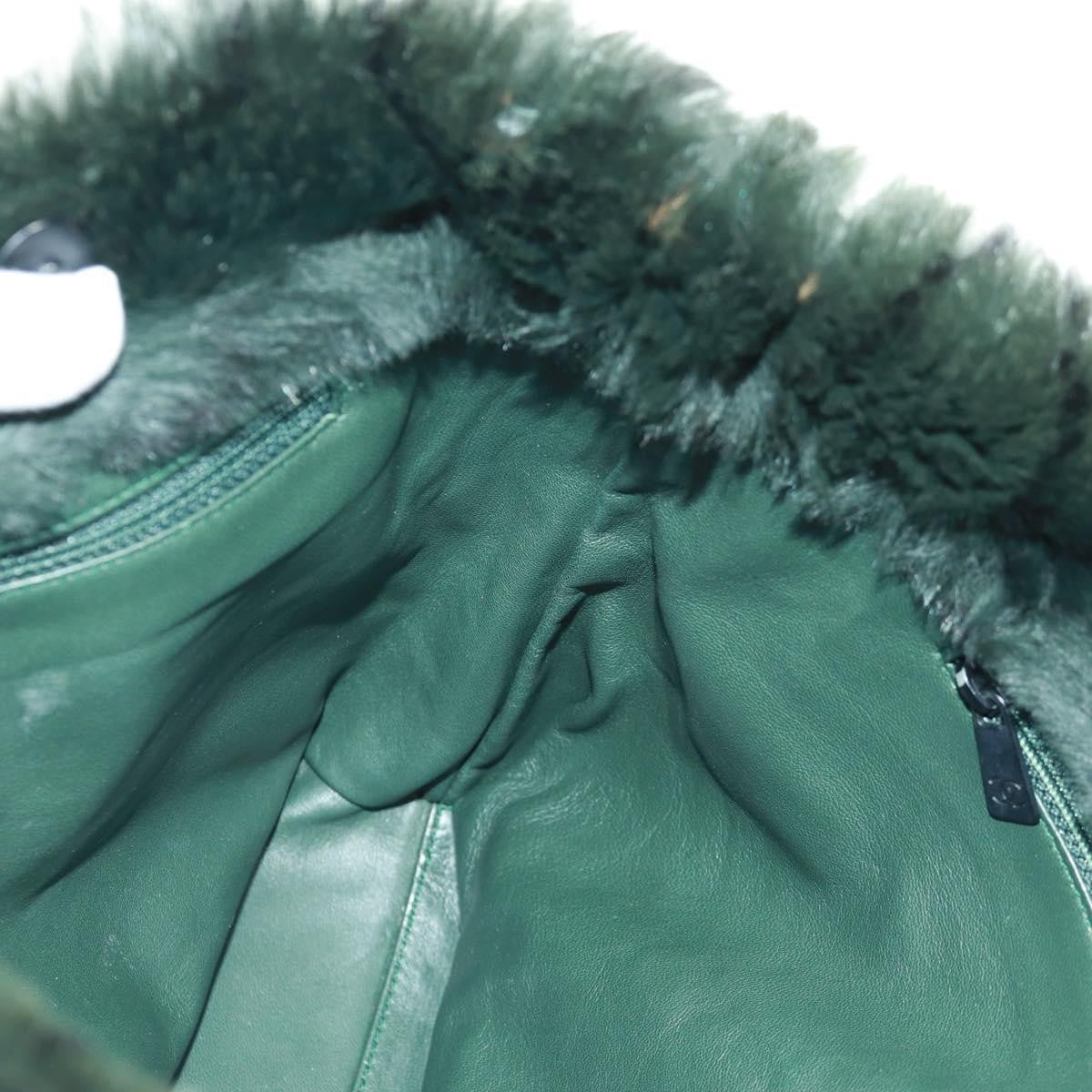 Chanel Chain Tote Lapin Fur, GREEN, FUR, Tote bag