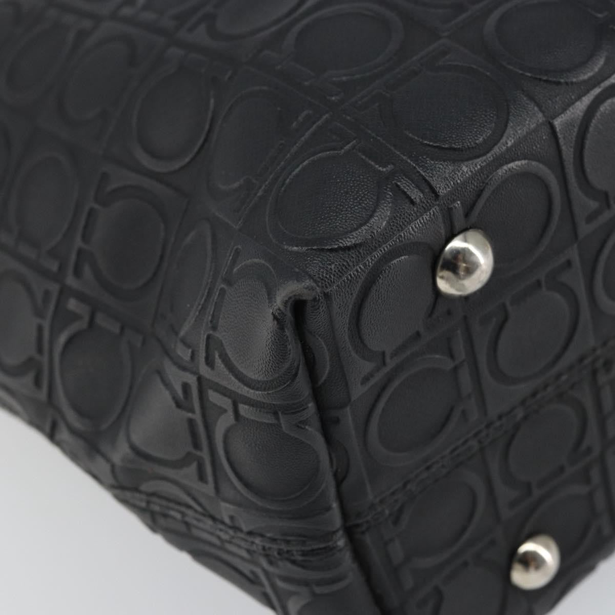 Salvatore Ferragamo Gancini Tote Leather, BLACK, LEATHER, Tote bag