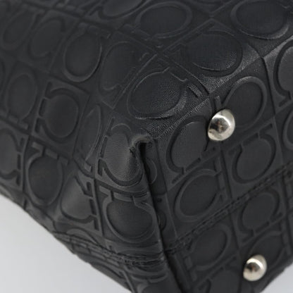 Salvatore Ferragamo Gancini Tote Leather, BLACK, LEATHER, Tote bag