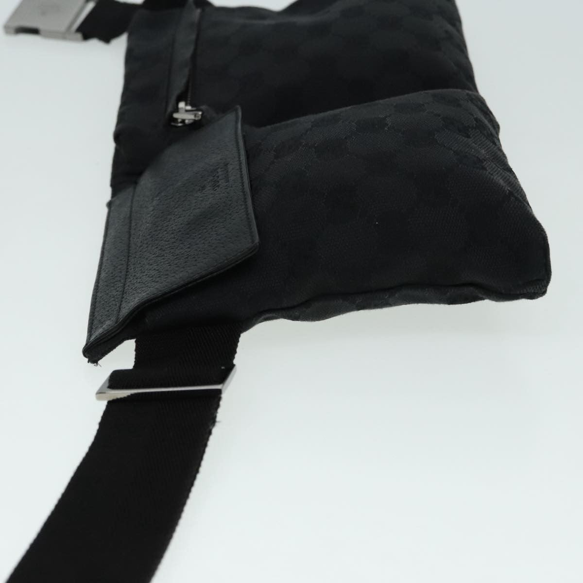 Gucci Vintage Double Belt Bag GG Canvas with Leather, BLACK, CANVAS, Clutche & pouche