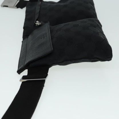 Gucci Vintage Double Belt Bag GG Canvas with Leather, BLACK, CANVAS, Clutche & pouche
