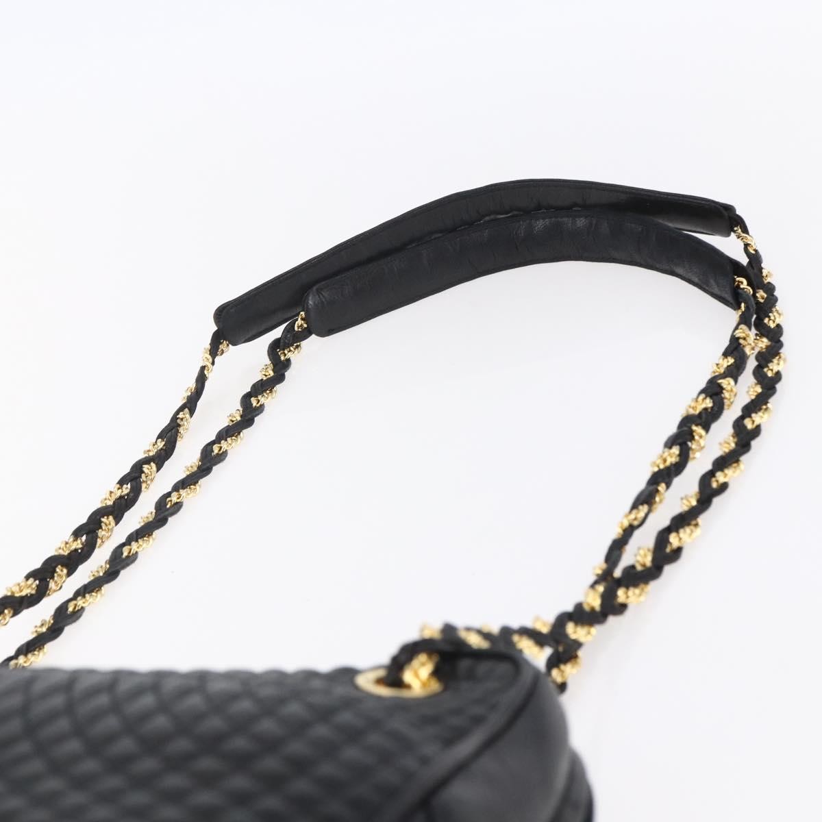 Bally Vintage Chain Shoulder Bag Quilted Leather, BLACK, LEATHER, Shoulder bag
