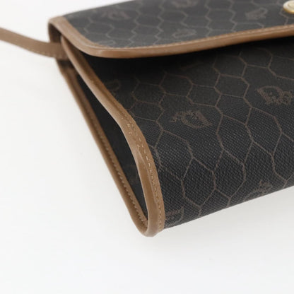 Christian Dior Vintage Honeycomb Flap Crossbody Bag Canvas and Leather, BLACK, CANVAS, Shoulder bag