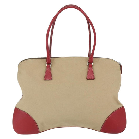 Prada Vintage Handbag Canvas, Beige, Canvas, Handbag