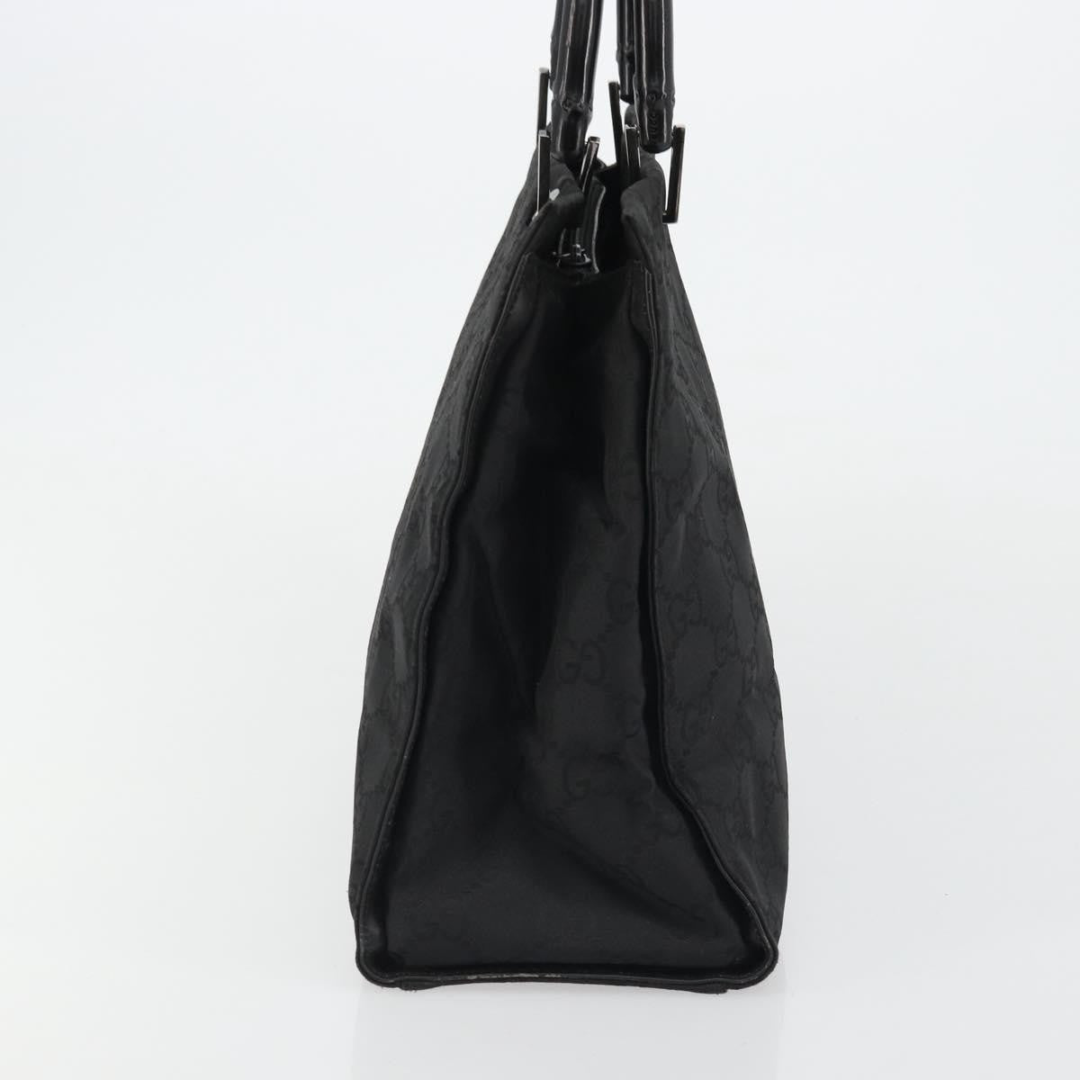Gucci Vintage Bamboo Handle Tote GG Canvas, Black, Canvas, Tote Bag