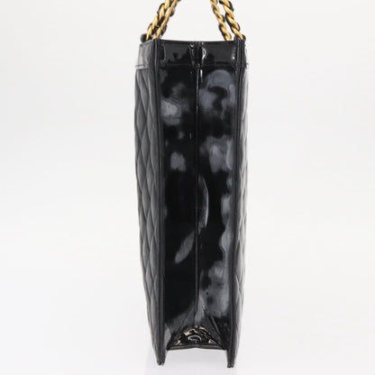 Chanel Chocolate bar tote Leather, BLACK, PATENT_LEATHER, Handbag