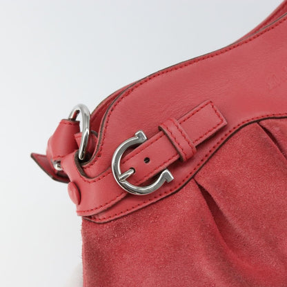Salvatore Ferragamo Gancini Shoulder Bag Suede, PINK, SUEDE, Shoulder bag