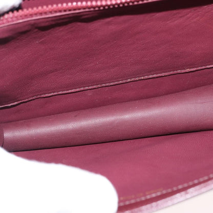 Celine Vintage Flap Shoulder Bag Leather, BURGUNDY, LEATHER, Shoulder bag