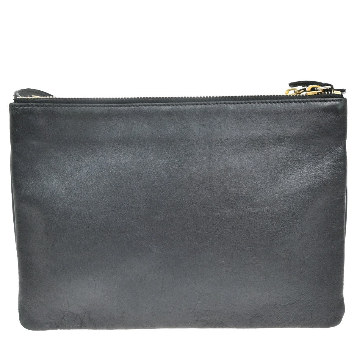 Celine Trio Crossbody Bag Leather, BLACK, LEATHER, Shoulder bag