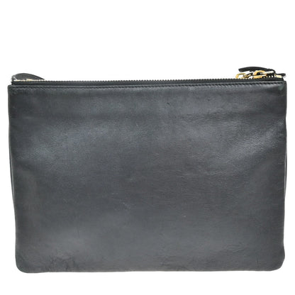 Celine Trio Crossbody Bag Leather, BLACK, LEATHER, Shoulder bag
