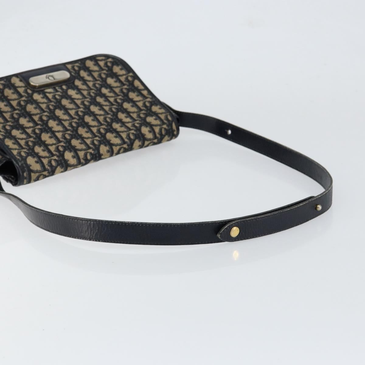 Christian Dior Vintage Trotter Shoulder Bag Canvas, NAVY, CANVAS, Shoulder bag
