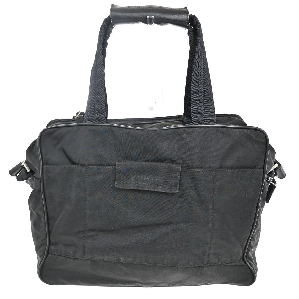 Prada Expandable Front Zip Boston Bag Tessuto, Black, Nylon, Travel Bag