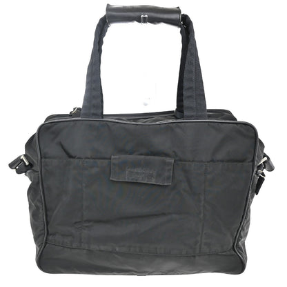 Prada Expandable Front Zip Boston Bag Tessuto, Black, Nylon, Travel Bag
