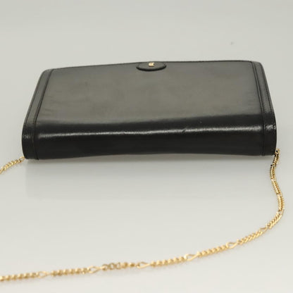 Bally Vintage Chain Shoulder Bag Quilted Leather, BLACK, LEATHER, Shoulder bag