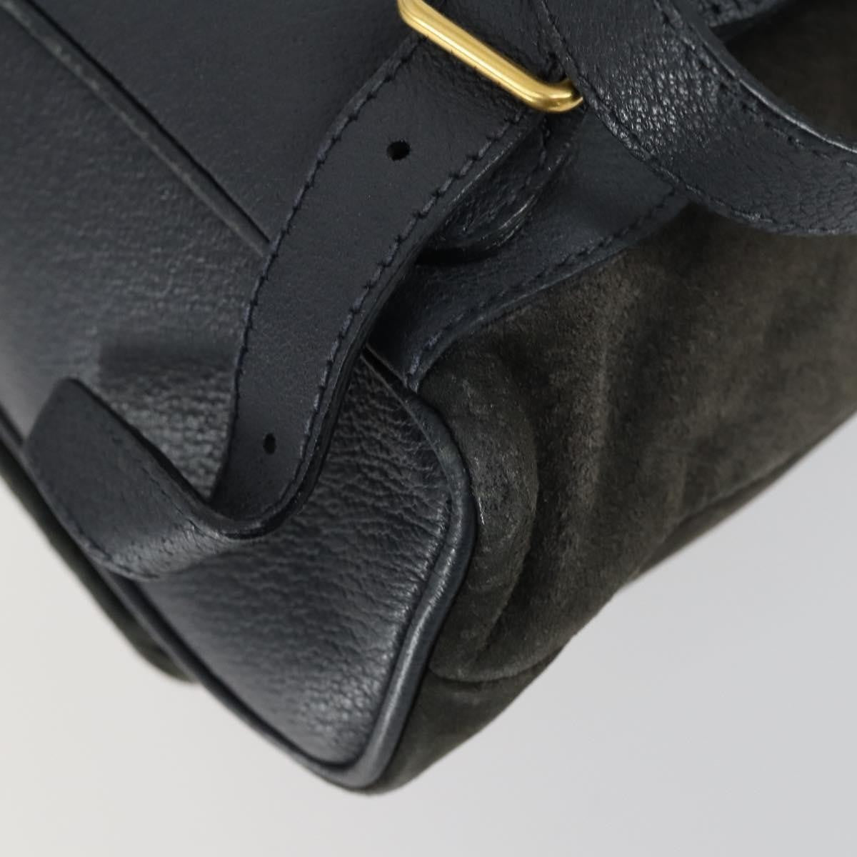 Gucci Vintage Bamboo Backpack Suede, NAVY, SUEDE, Backpack