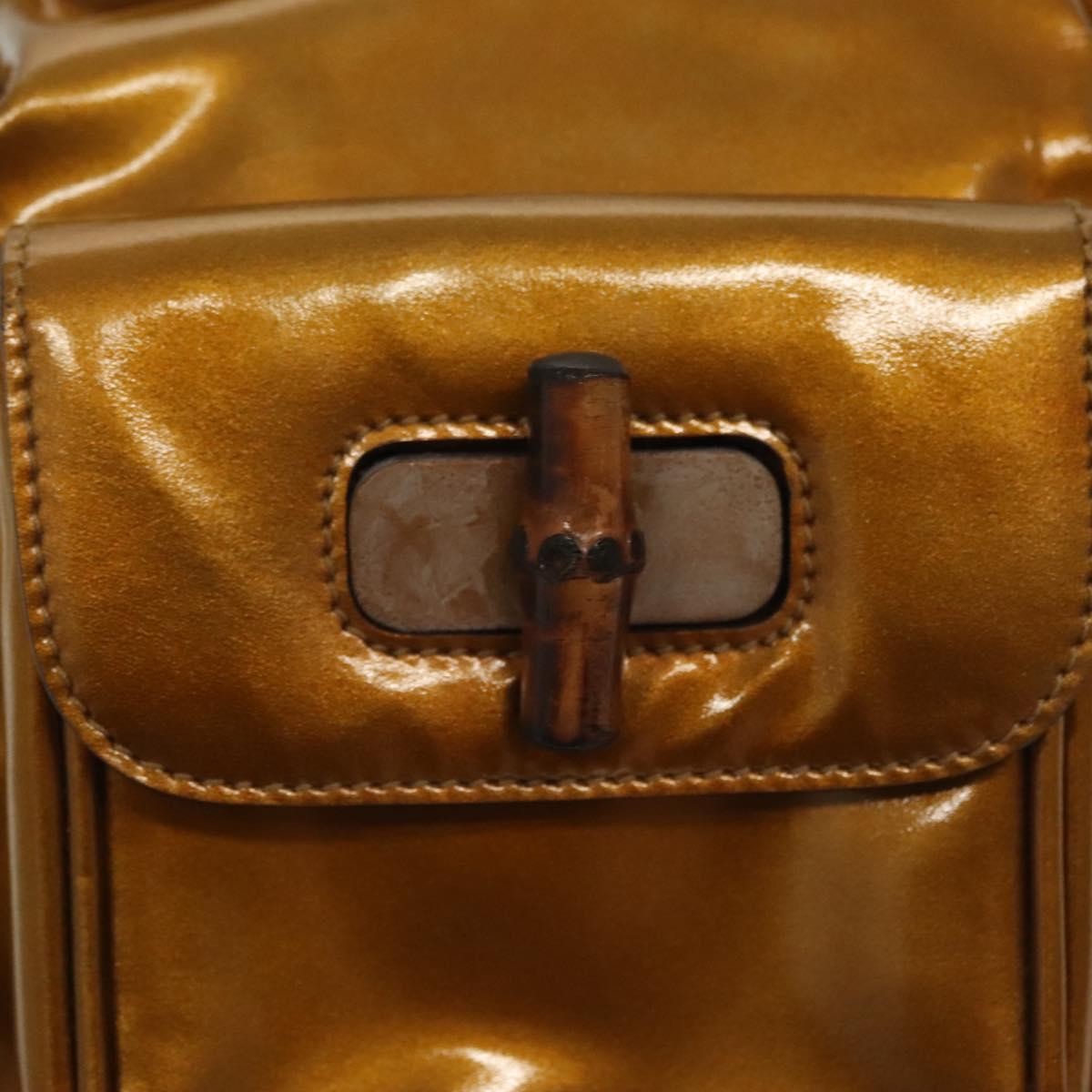 Gucci Vintage Bamboo Backpack Patent, GOLD, PATENT_LEATHER, Backpack