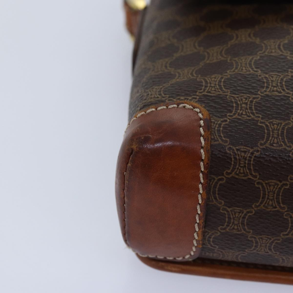 Celine Vintage Macadam Shoulder Bag Canvas and Leather, BROWN, CANVAS, Shoulder bag