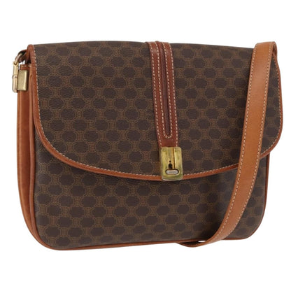 Celine Vintage Macadam Shoulder Bag Canvas, BROWN, CANVAS, Shoulder bag