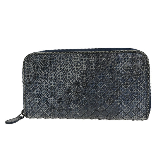Bottega Veneta Intrecciato Wallet Leather, BLUE, LEATHER, Wallets