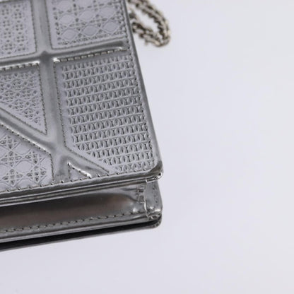 Christian Dior Diorama Wallet on Chain Metallic Distressed Calfskin, SILVER, LEATHER, Wallets
