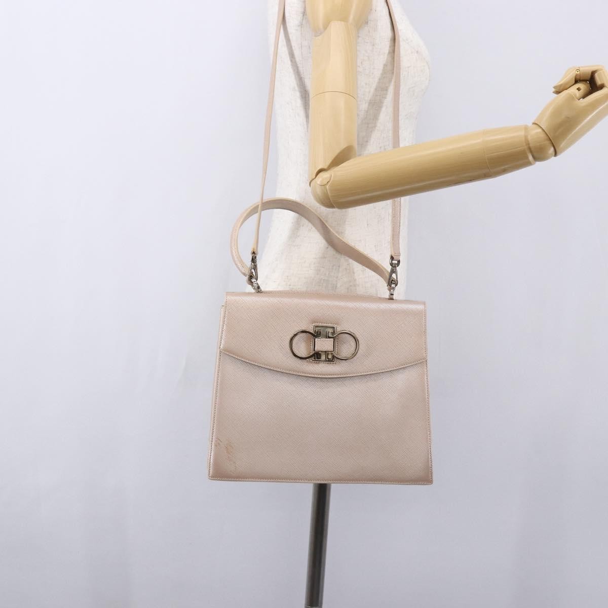 Salvatore Ferragamo Gancini handbag Leather, PINK, LEATHER, Handbag